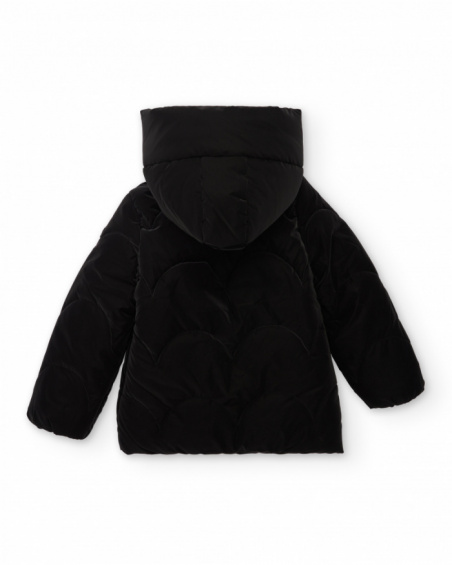 Manteau matelassé noir avec capuche pour fille