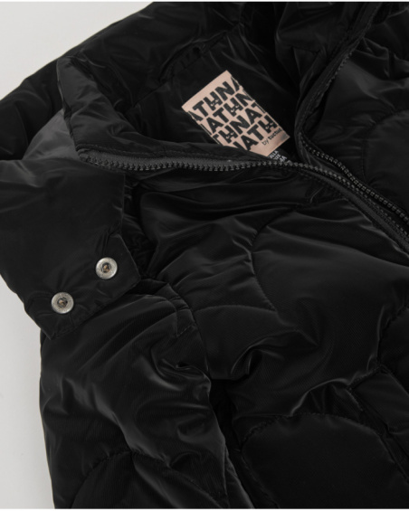 Manteau matelassé noir avec capuche pour fille