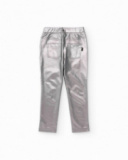 Pantalon de fille argenté à effet métallisé avec poches