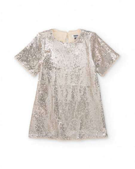 Robe argentée à sequins et manches courtes pour fille