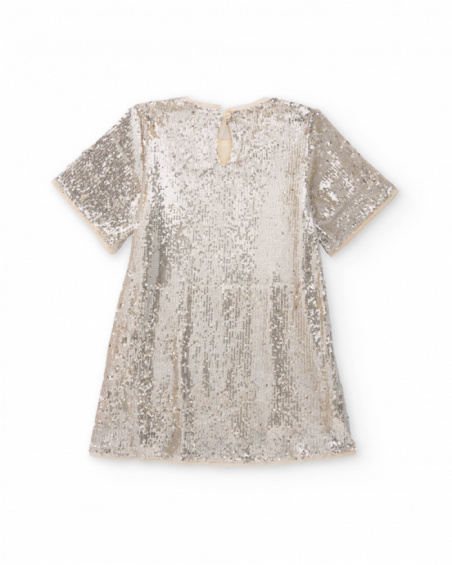 Robe argentée à sequins et manches courtes pour fille