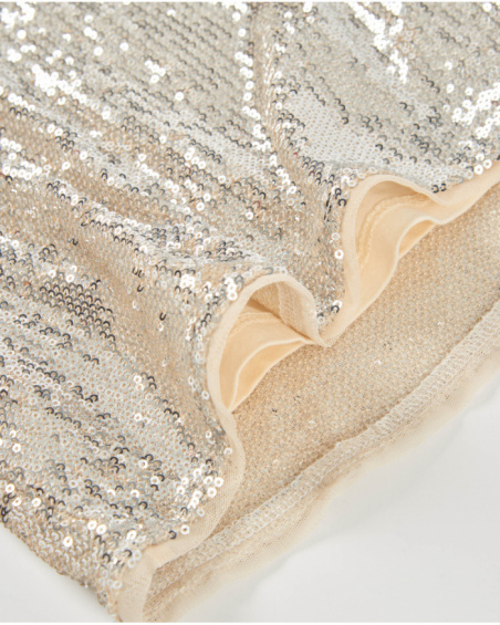 Robe argentée à sequins et manches courtes pour fille