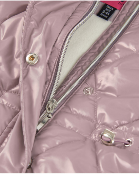 Manteau matelassé rose avec capuche pour fille