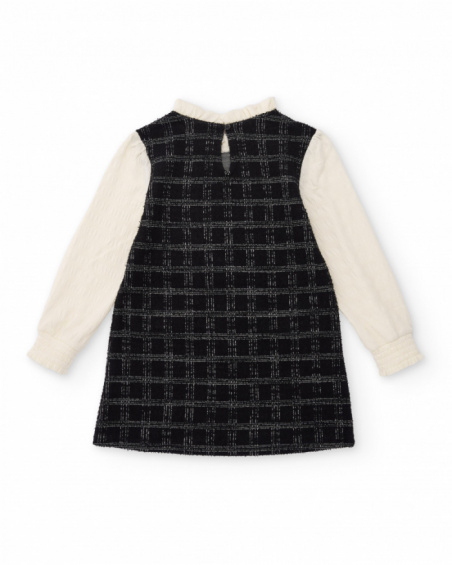 Robe à carreaux avec manches contrastantes pour fille