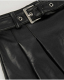 Jupe en simili cuir noir avec ceinture pour fille