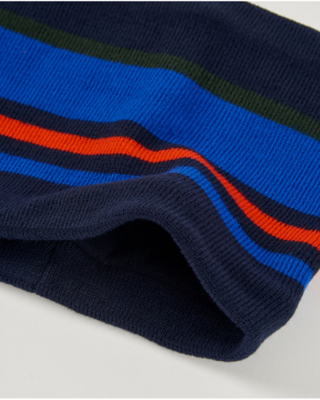 Ensemble bonnet et tour de cou en maille à rayures multicolores