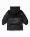 Manteau long matelassé noir avec capuche pour garçon