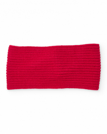 Bandeau en maille pour fille couleur rouge avec détail croisé