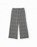 Pantalon de fille à carreaux gris, coupe droite