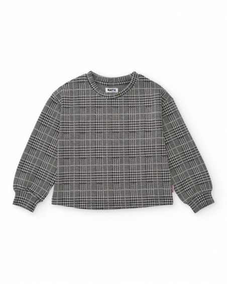 Sweat-shirt de fille à manches longues avec imprimé à carreaux