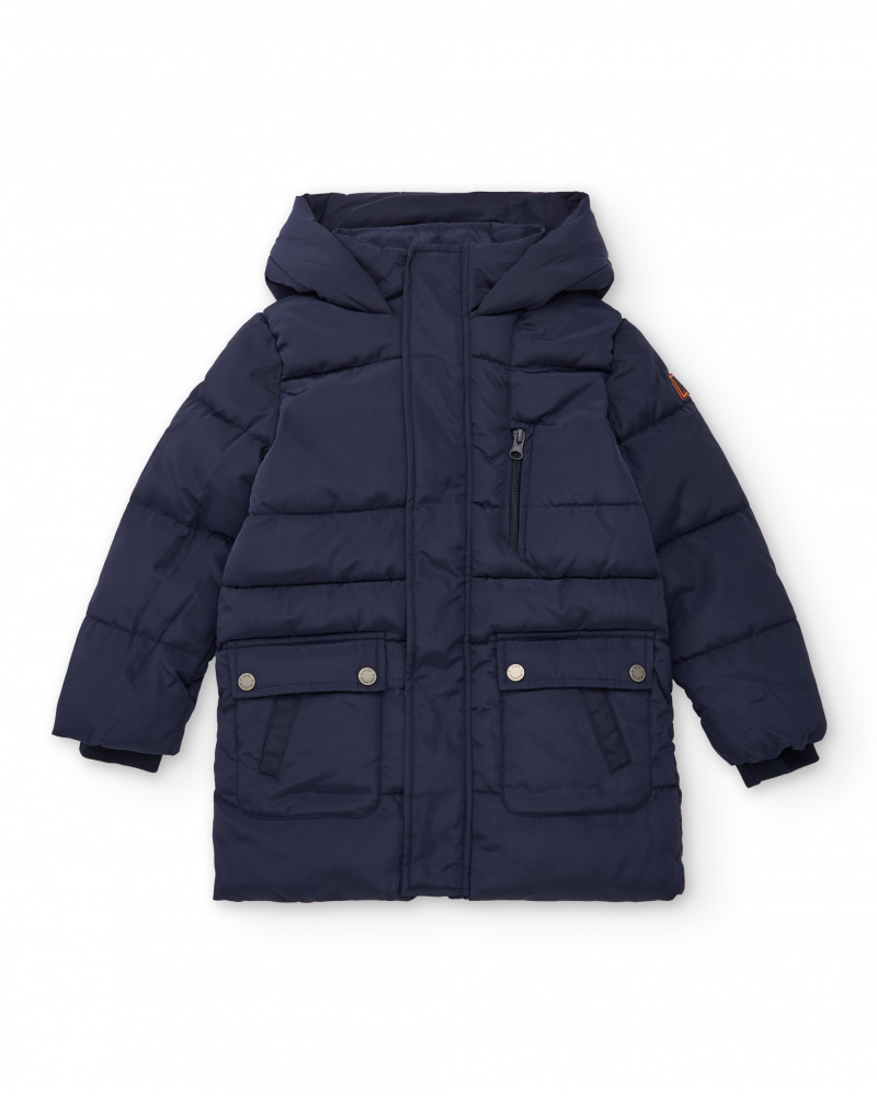 Manteau matelassé bleu marine avec capuche pour garçon