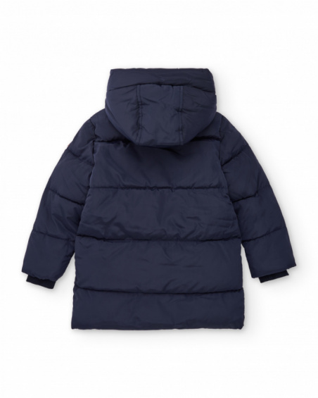 Manteau matelassé bleu marine avec capuche pour garçon