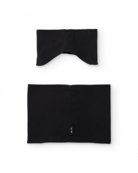 Ensemble bandeau et tour de cou polaire noir avec message fluo