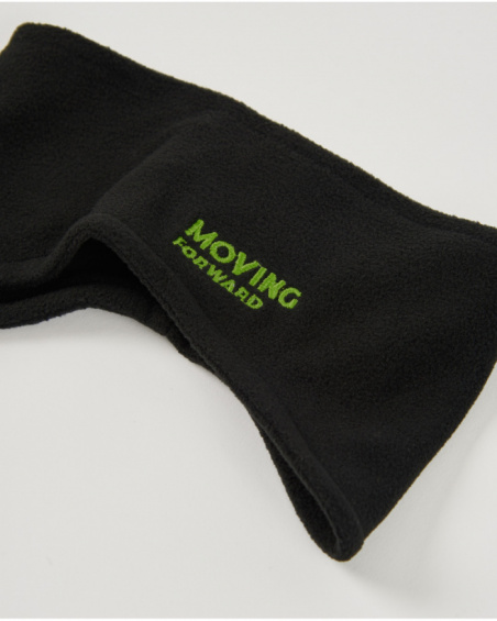 Ensemble bandeau et tour de cou polaire noir avec message fluo