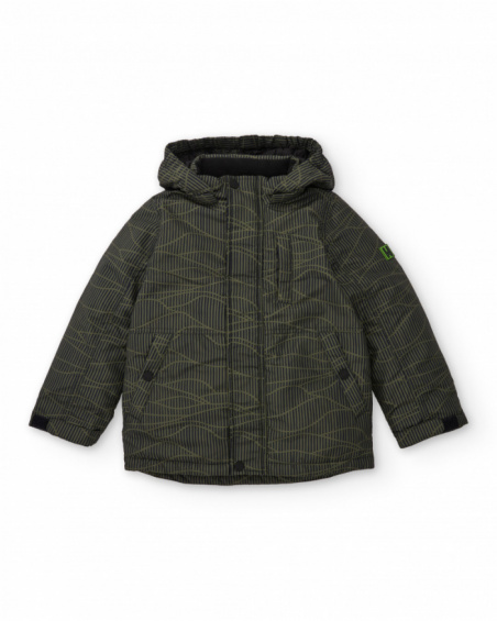 Manteau matelassé vert à motif géométrique pour garçon