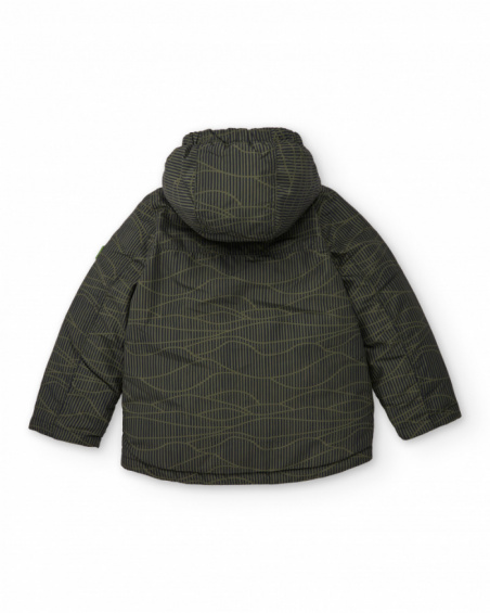 Manteau matelassé vert à motif géométrique pour garçon