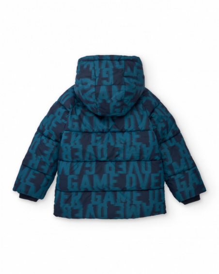 Manteau matelassé garçon bleu marine avec print gamer