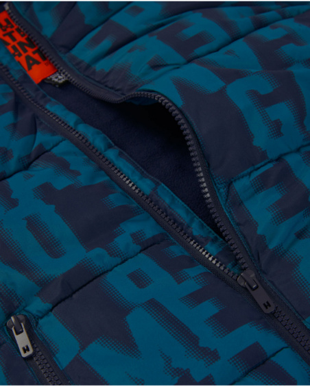 Manteau matelassé garçon bleu marine avec print gamer