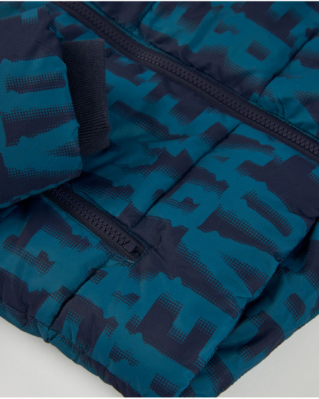 Manteau matelassé garçon bleu marine avec print gamer