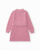 Robe en maille rose avec ceinture pour fille
