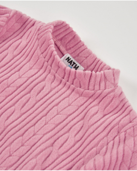 Robe en maille rose avec ceinture pour fille