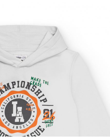 Sweat-shirt rose à capuche avec motif sportif pour garçon | tuc tuc