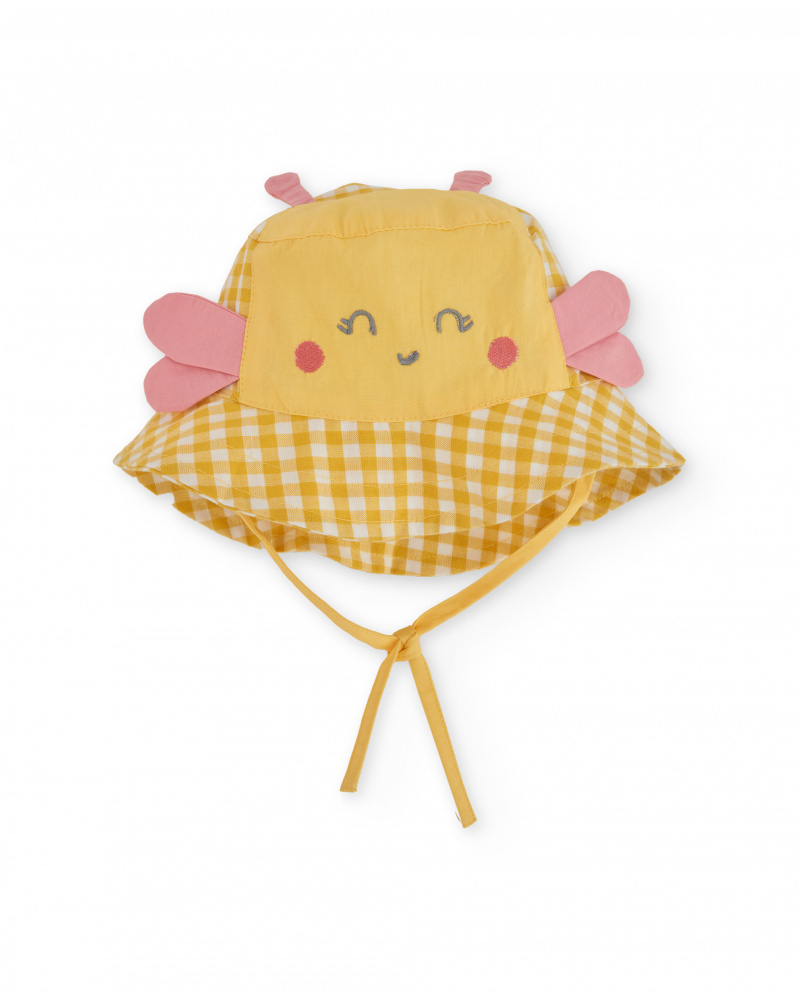 Bonnet pour nouveau-né en tissu tissé avec motif vichy