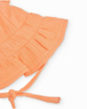 Bonnet pour nouveau-né en tissu tissé avec ruban réglable