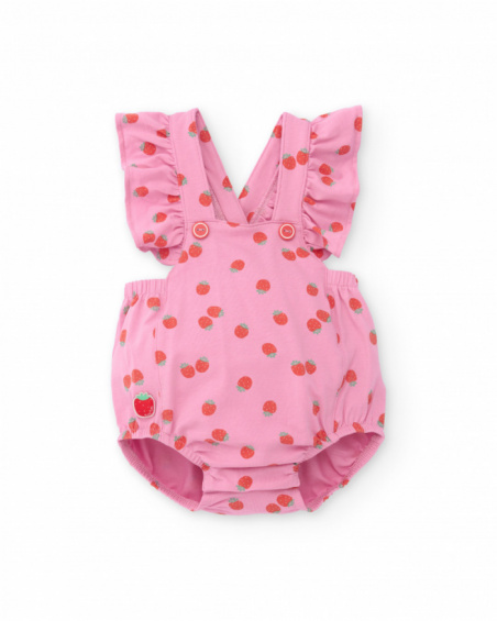 Salopette en tricot pour nouveau-né avec imprimé petites fraises