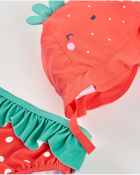 Maillot de bain nouveau-né en tissu avec motif fraise