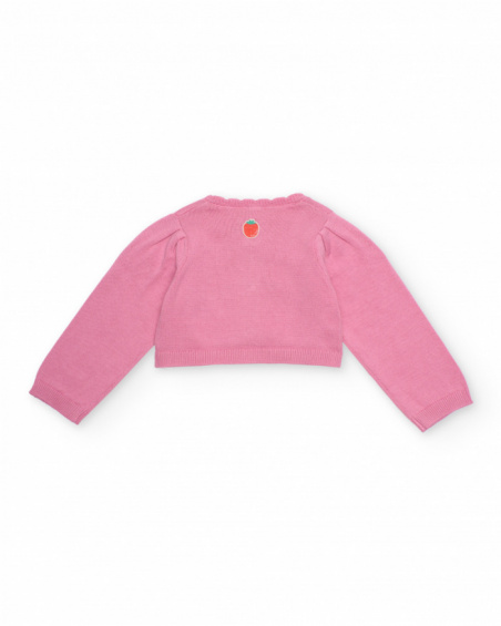 Veste en tricot pour nouveau-né avec petites fraises brodées