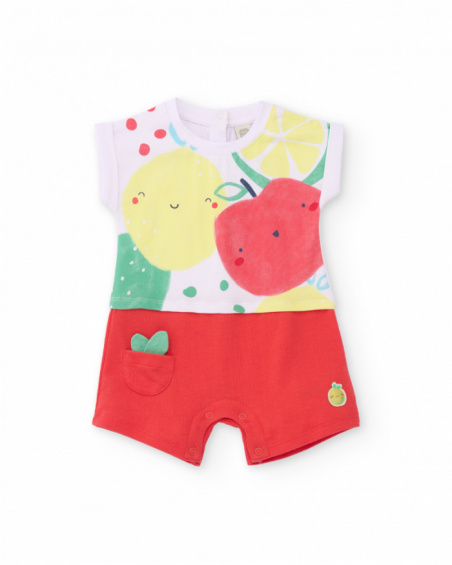 Grenouillère en tricot pour nouveau-né avec grand imprimé fruits