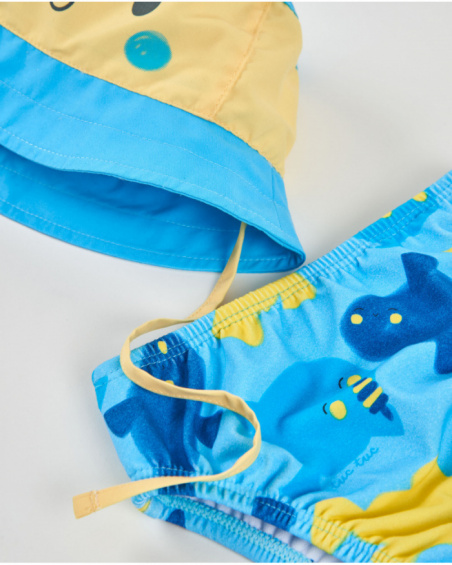 Maillot de bain nouveau-né en tissu avec motif visage souriant