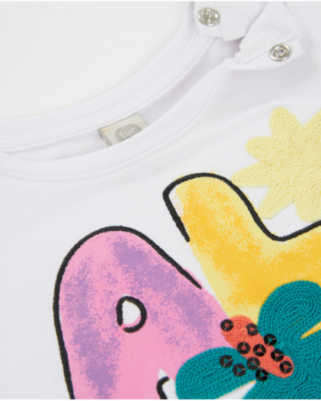 T-shirt fille en maille avec manches à volant