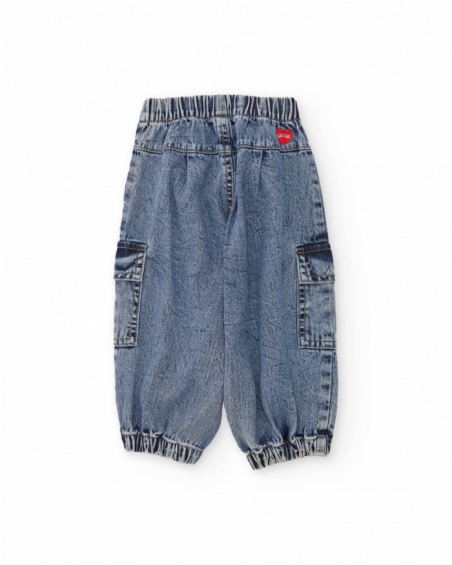 Pantalon fille en tissu avec taille élastiquée