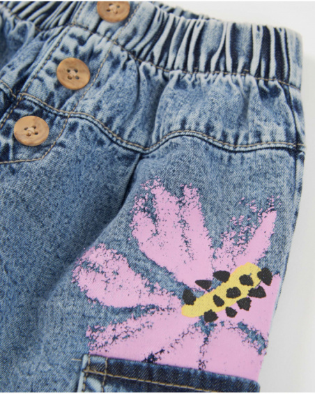 Pantalon fille en tissu avec taille élastiquée