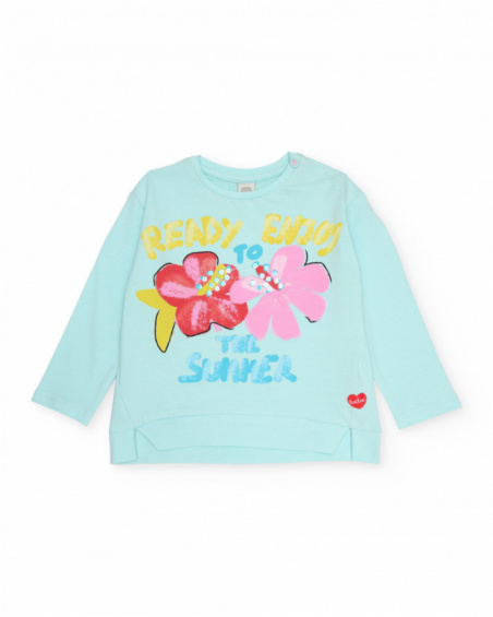 T-shirt fille en maille avec fleurs sur le devant