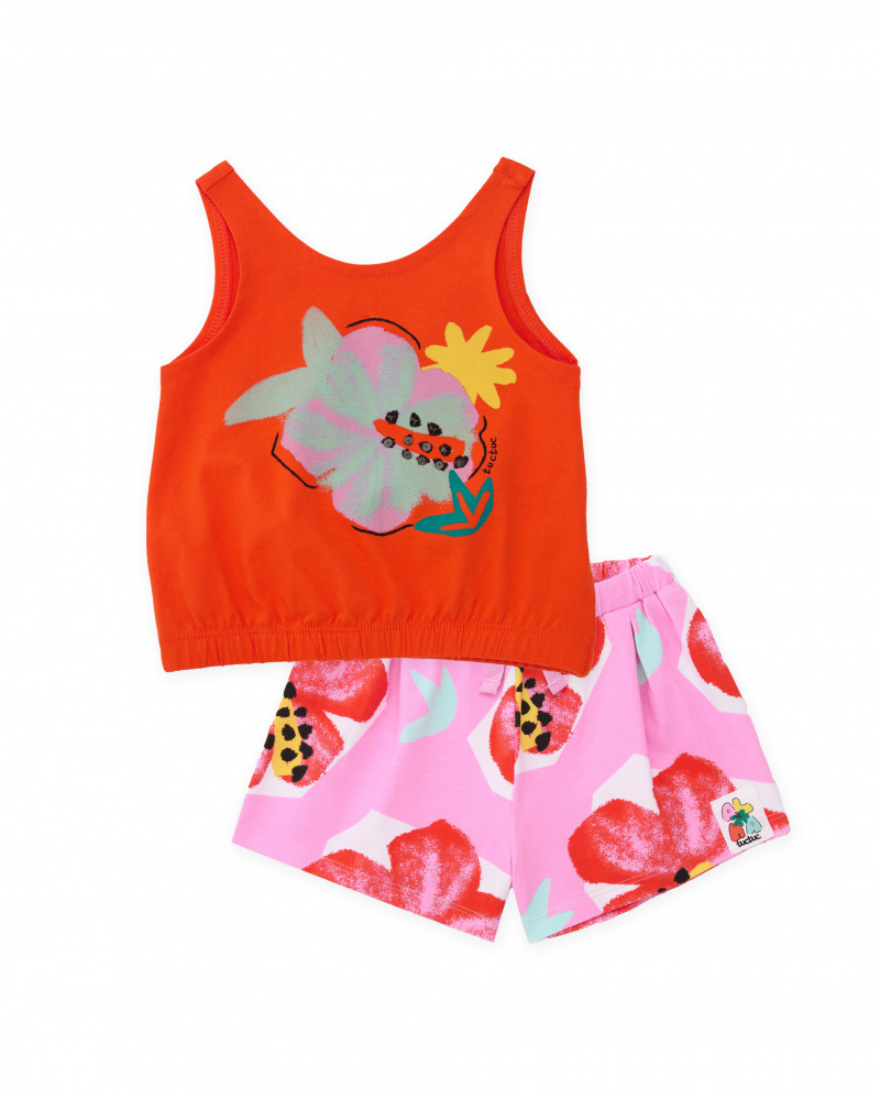 Ensemble fille en tricot avec motif floral