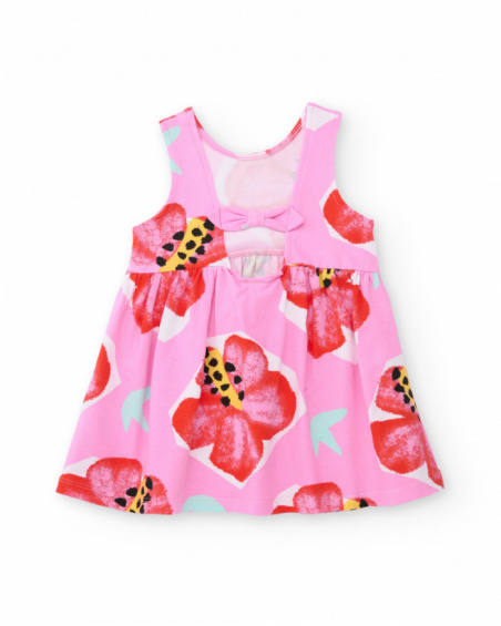 Robe fille en maille avec imprimé grandes fleurs