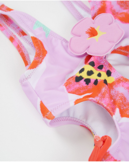 Maillot de bain fille en maille avec applications en relief