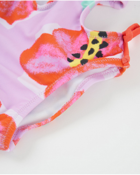 Maillot de bain fille en maille avec applications en relief