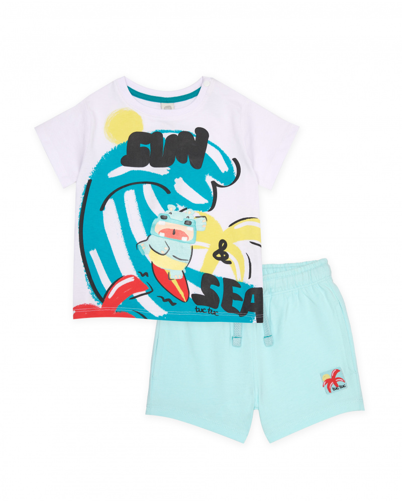 Ensemble garçon en maille avec imprimé surf