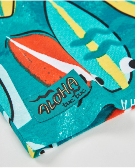 T-shirt garçon en maille avec imprimé de planches de surf