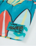 Short de bain garçon en tissu chaîne et trame avec imprimé de planches de surf