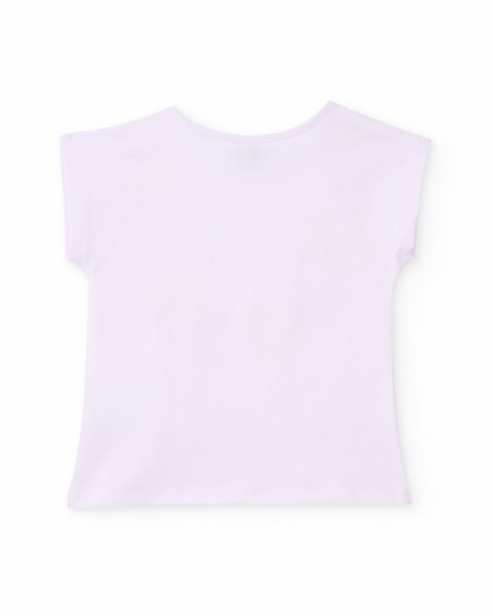 T-shirt fille en maille avec manches courtes japonaises