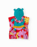 Serviette poncho fille en maille avec capuche