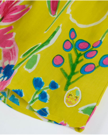 Robe fille en tissu chaîne et trame avec bretelles à volants