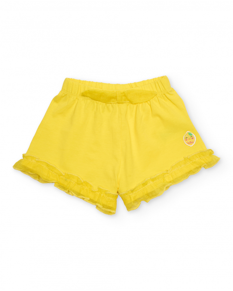 Short fille en maille avec volants au bas