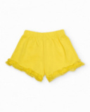 Short fille en maille avec volants au bas