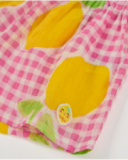 Short fille en tissu chaîne et trame avec imprimé de citrons